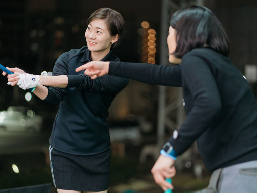 船山プロのレッスンを受けるGGTメンバー