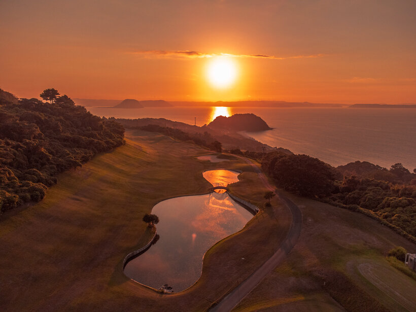 二丈カントリークラブから見える夕日
