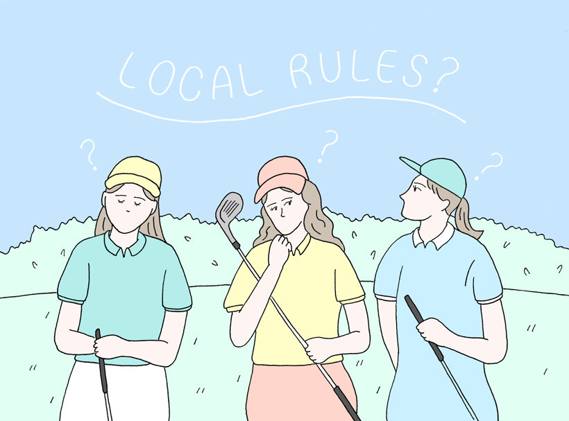 初ラウンド前に知っておきたい、ローカルルール／女性ゴルファーのイラスト