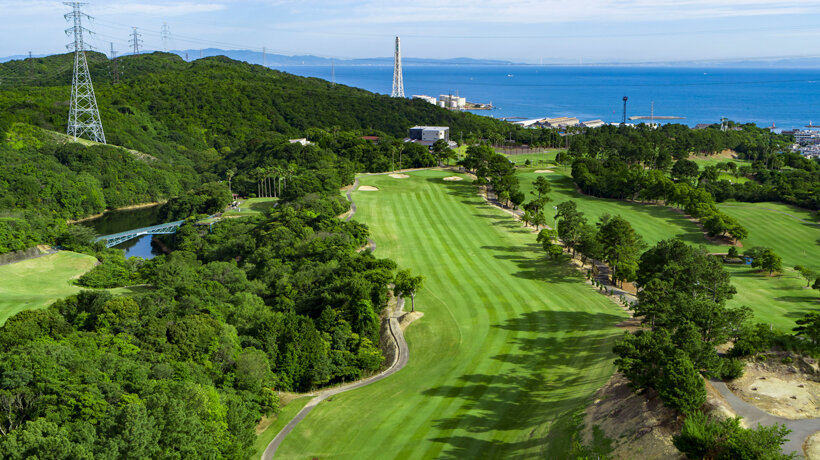 みさきカントリークラブの名物ホールのひとつ、18番