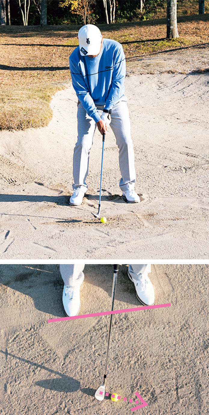 バンカーショットの正しいアドレス